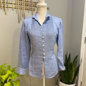 Carlisle Light Blue Pleated Blouse 8
